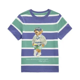 Polo Ralph Lauren für Jungen. 323971435001 Polo Bear mehrfarbig gestreiftes T-Shirt (10/12años=140/149cm), Lässig, Baumwolle, Kinderbekleidu