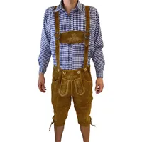 Dretaild Trachtenlederhose Premium Lederhose Herren Tracht Kneelength braun 56