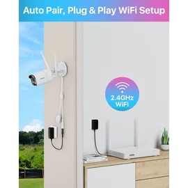 ZOSI 4MP WLAN Überwachungskamera Set Außen Weiß