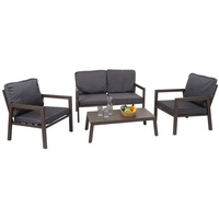 Mendler Garnitur HWC-L64, Gartenlounge Gartengarnitur Lounge-Set Sitzgruppe Sofa, Metall Polster grau