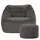 I.C.O.N. Icon Natalia Sitzsack Sessel mit Hocker für Erwachsene, Dunkelgrau, Flauschiger Cord Stoff, Riesen Sitzsack Cord mit Füllung, Bean Bag Chair, Bequemer Sessel Wohnzimmer, Lounge, Schlafzimmer, Büro
