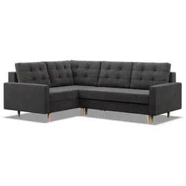 mebligo Ecksofa mit Schlaffunktion, Wendekissen, Otomane, Bettkasten, Grau - Grau