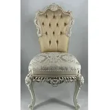 Casa Padrino Luxus Barock Esszimmer Stuhl Gold / Creme / Weiß / Silber - Barock Möbel