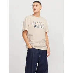 Rundhalsshirt »JJEBRYAN CORP LOGO TEE SS O-NECK NOOS«, mit Logo Druck, Gr. S, Moonbeam, , 51168550-S