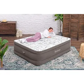 BESTWAY TriTech® Doppelluftbett Fashion FlockTM mit integrierter Elektropumpe 203 x 152 x 56 cm - Braun