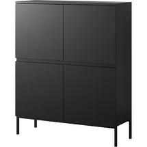 Selsey Kommode Schrank Aufbewahrungsschrank 100 cm 4 Türen 8 Fächer Schwarz, Schwarze Beine Bemmi - Highboard Hochkommode 4-türig,