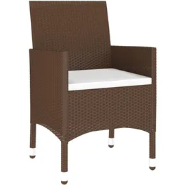 vidaXL 3-tlg. Bistro-Set Poly-Rattan und Hartglas Braun