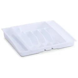 Zeller 2x Besteckkasten VARIO, ausziehbar, Farbe: weiß, Material: Kunststoff
