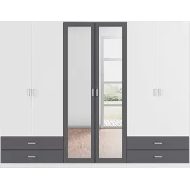 Rauch Drehtürenschrank RAUCH "Kleiderschrank Schrank Garderobe Wäscheschrank BORBONA", weiß (alpinweiß, graumetallic), B:271cm H:210cm T:54cm, Holzwerkstoff, Schränke, Drehtürenschrank, in 2 Breiten, mit Spiegel und vielen Farbkombinationen MADE IN GERMANY