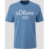 s.Oliver T-Shirt mit Label-Print, Rauchblau, XXL