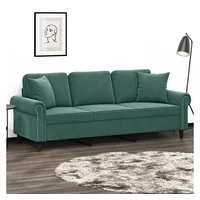 vidaXL 3-Sitzer-Sofa mit Zierkissen Dunkelgrün 180 cm Samt