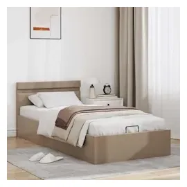 vidaXL Bett mit Bettkasten LED Cappuccino-Braun Kunstleder 100x200 cm