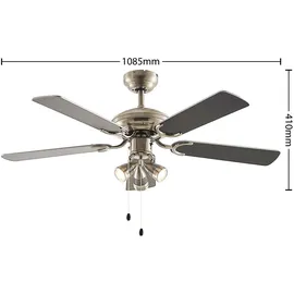 LINDBY Anariki 108,5 cm Deckenventilator Schwarz/Silber