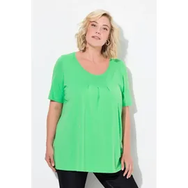 Ulla Popken T-Shirt Zierfalten A-Linie Rundhals Halbarm Modal Grün 46/48