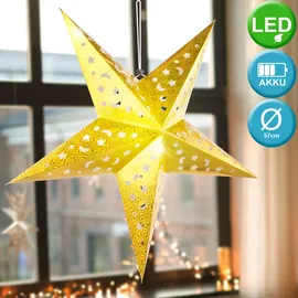 ETC Shop 2er Set LED Stern X-MAS Hänge Lampen Papier Ess Zimmer Weihnachts Deko Leuchten