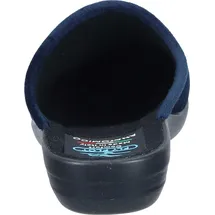 FLY FLOT Damen Pantoffel Textil Hausschuh samtig weiche Haptik und Keilabsatz, Größe:39 EU, Farbe:Blau - 39