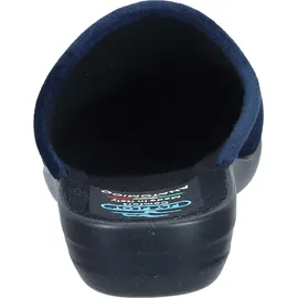 FLY FLOT Damen Pantoffel Textil Hausschuh samtig weiche Haptik und Keilabsatz, Größe:39 EU, Farbe:Blau - 39