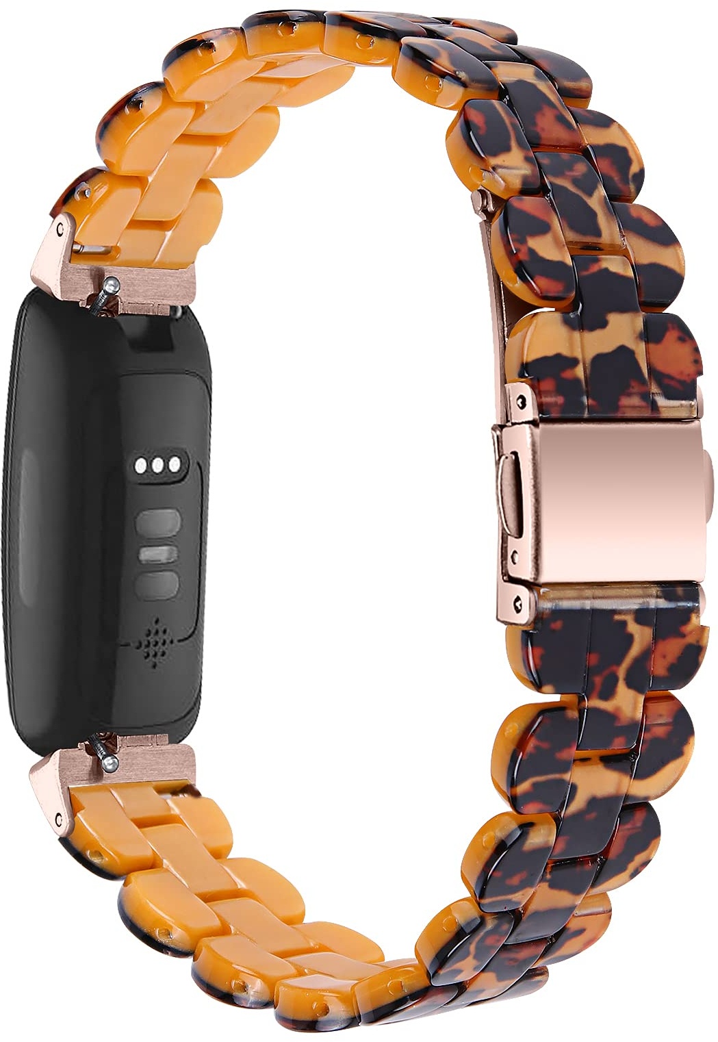 AISPORTS Harz Armband Kompatibel mit Fitbit Inspire 2 Armband für Damen Herren, Stilvolles Schlankes Kristallharz Armband Edelstahl Metall Armband Ersatz Armband für Fitbit Inspire 2 Fitness Tracker