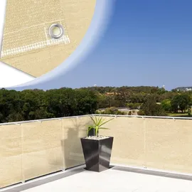 casa pura Balkonverkleidung 90 x 500 cm Creme-Beige Polyethylen