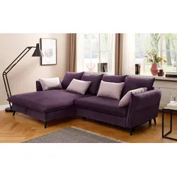 Ecksofa HOME AFFAIRE "Tirano, L-Form", lila, B:274cm H:88cm T:170cm, Sofas, wahlweise mit Bettfunktion und Bettkasten