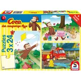 Schmidt Spiele Spaß mit Coco der neugierige Affe, Coco, Kinderpuzzle, 3x24 Teile
