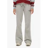 Superdry Sweathose "ATHLETIC EMB FLARE JOGGER", Damen, Gr. S, N-Gr, grau (grau marl), Sweatware, Obermaterial: 100% Seide, unifarben, regular fit lang, Hosen Sweathose, Baumwolle, slim fit