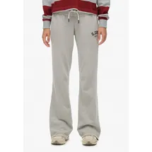 Superdry Sweathose "ATHLETIC EMB FLARE JOGGER", Damen, Gr. S, N-Gr, grau (grau marl), Sweatware, Obermaterial: 100% Seide, unifarben, regular fit lang, Hosen Sweathose, Baumwolle, slim fit