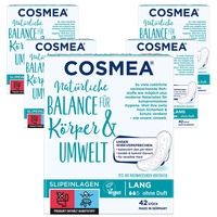 Cosmea Slipeinlagen, mit pH-Wert-Balance, ohne Duft, TMA, Vorteilspack (5er Pack) . Hygiene-Einlagen aus nachwachsenden Rohstoffen. Damen-Hygiene im Einklang mit der Natur (Lang)