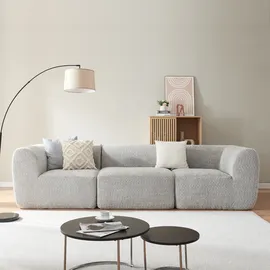 [en.casa] Modular Sofa 3-Sitzer Hurvas Bouclé Grau