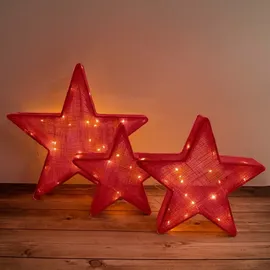 NÄVE Outdoor LED Deko Weihnachtsstern Rot 3er-Set