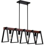 Vevor 4-flammige Pendelleuchte für Kücheninseln, 60 W, verstellbare Esszimmerleuchte mit 2 x 6 Zoll und 6 x 12 Zoll langen Stangen, lineare Kronleuchterbeleuchtung im industriellen Metallrahmen-Stil