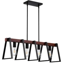 Vevor 4-flammige Pendelleuchte für Kücheninseln, 60 W, verstellbare Esszimmerleuchte mit 2 x 6 Zoll und 6 x 12 Zoll langen Stangen, lineare Kronleuchterbeleuchtung im industriellen Metallrahmen-Stil