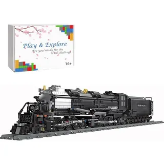 Technik Zug Eisenbahn Bausteine Modell, 1608 Klemmbausteine Big Boy Dampflokomotive Modell Bauset, Technik City Güterzug mit Schiene Bausatz, Compatibel mit Lego Technic