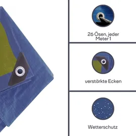 Perel Abdeckplane 5 x 8 m Blau/Khaki