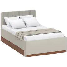 Forte Bettgestell "Milles", beige (sand, terrakotta, sand), B:125,2cm H:90,7cm L:205,2cm, Betten, Bettgestell, aufklappbarer Lattenrost und gepolstertes Kopfteil
