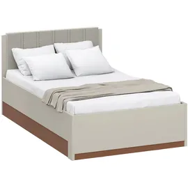 Forte Bettgestell "Milles", beige (sand, terrakotta, sand), B:125,2cm H:90,7cm L:205,2cm, Betten, Bettgestell, aufklappbarer Lattenrost und gepolstertes Kopfteil