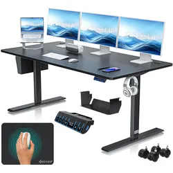 KESSER® Höhenverstellbarer Schreibtisch elektrisch   Ergonomisch Steh-Sitz Schreibtisch   3-Funktions-Memory Steuerung   Inkl. 360° Rollen & USB-Ladeanschluss   Computertisch für Homeoffice