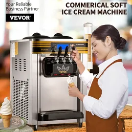 Vevor Kommerzielle Softeismaschine 2350 W 22-30 L/Std.Softeismaschine Desktop, 3 Geschmack mit LCD-Display Eiscrememaschine Speiseeismaschine