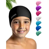 KIDVERSE Badekappe Kinder wasserdicht - Schwimmhaube Kinder mit Anti-Rutsch-Noppen - Badekappen für Schwimmer mit UV Schutz - Schwimmhaube Mädchen - Reißfeste Badehauben in verschiedenen Größen