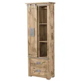Massivmoebel24 Vitrine Schrank Mango 70 x 35 x 195 cm Beige/Weiß
