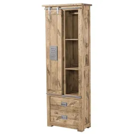 Massivmoebel24 Vitrine Schrank Mango 70 x 35 x 195 cm Beige/Weiß