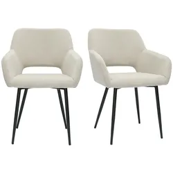 Stühle aus taupefarbenem Cordstoff und schwarzem Metall (2er-Set) LAURETTE