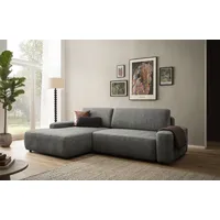 Home affaire Ecksofa TORGE (264cm), Schlafsofa in Cord, Samtvelours o Struktur fein, L-Form, Schlaffunktion, Bettkasten, Liegefläche: 125/210 cm grau