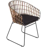 möbelliebling Esszimmerstuhl Armlehnenstuhl Rattan Farbe braun inkl. Kissen LIMA