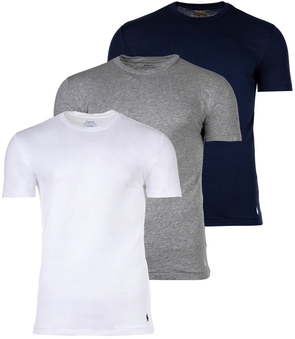 POLO RALPH LAUREN Herren T-Shirts, 3er Pack - CREW 3-PACK-CREW UNDERSHIRT, Rundhals, Baumwolle Dunkelblau/Dunkelgrau/Weiß M