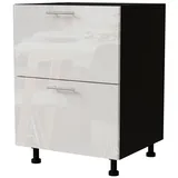 Feldmann-Wohnen Auszugsunterschrank Essen (D2A/60/1A, 2 Schubladen + Innenschublade, HETTICH InnoTech Atira, 1-St., moderne Optik, lackierte Fronten) 60x50x82cm schwarz - weiß Hochglanz (ES-D2A/60/1A) schwarz