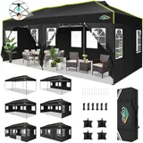 COBIZI Faltpavillon 3x6 Pop up pavillon wasserdicht stabil Winterfest faltbar partyzelt mit 6 Seitenwänden UV-Schutz Gartenpavillon mit Reflexstreifen & Lüftungsöffnung für Hochzeiten, Schwarz