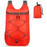 Faltbarer Rucksack, Wasserdichte Outdoor Sport Aufbewahrungstasche, Rucksack mit großer Kapazität, Reise Wander Tagesrucksack, Sporttasche Rot - Rot