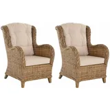 Krines Home Loungesessel Set/2 Lesesessel Birmingham Rattansessel Rattanmöbel Set Sessel Rattan grau