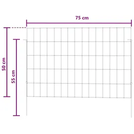 vidaXL Zaun-Set 75 x 50 cm Silber/Stahl